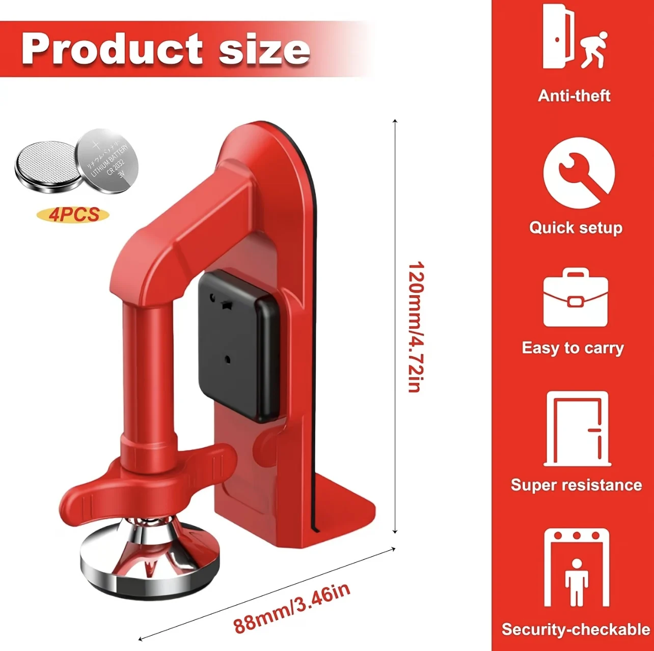 Door Stop Alarm - 1 шт. Портативный сигнальный дверной стопор