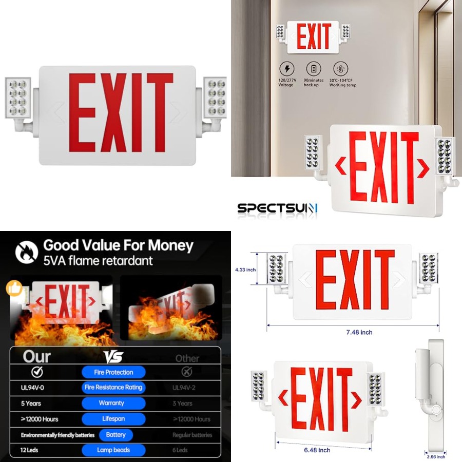 Spectsun 1 шт. Указатели выход – обзор и цена Emergency Exit Sign